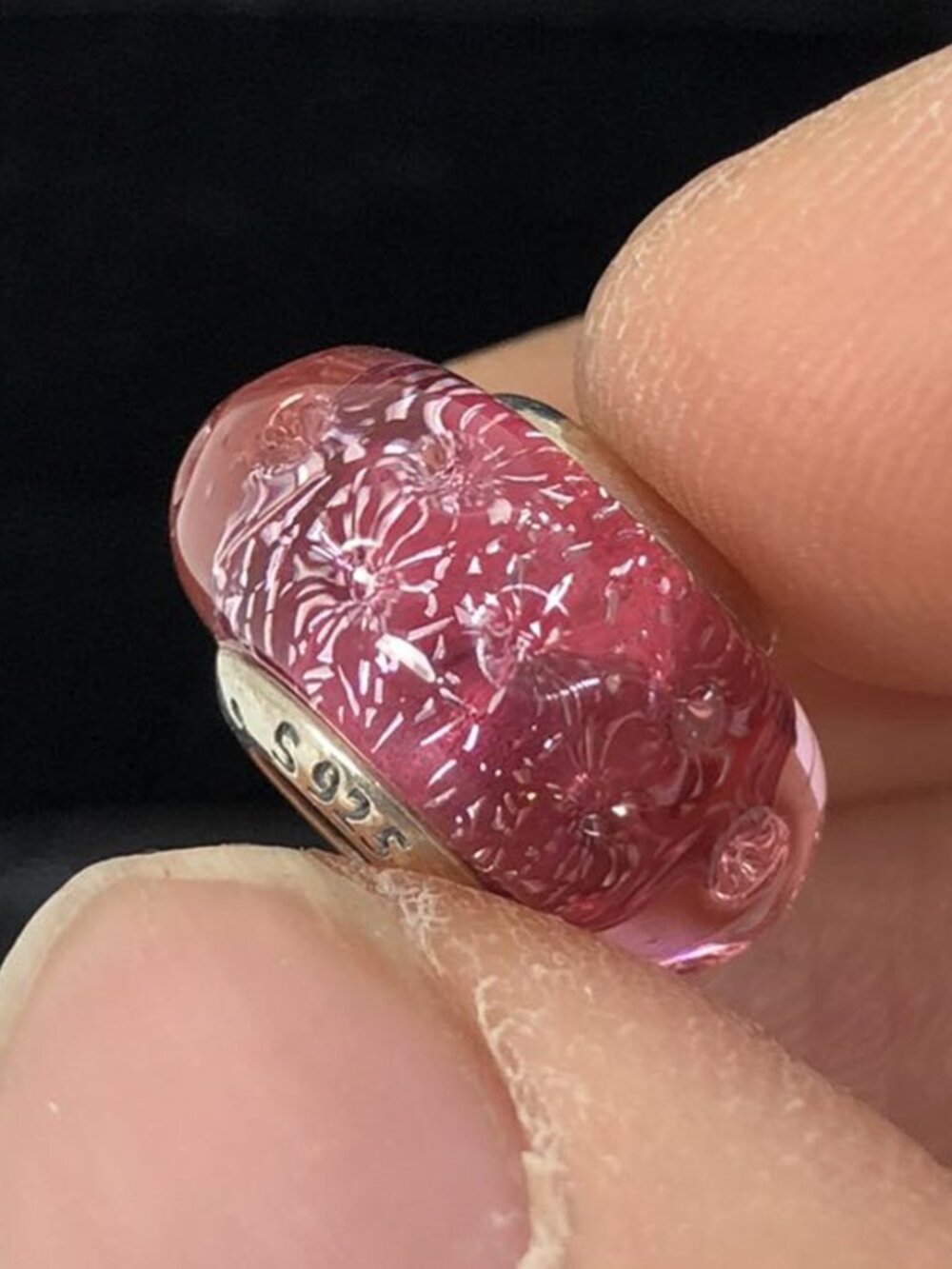 👍👍Pandora Wavy Fancy Pink Murano Glass Charm